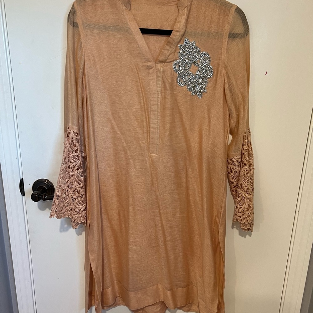 Peach Kameez with Dupatta